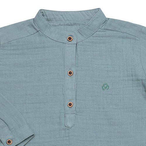 OrganicEra Biologisch Mousseline L/S Kindershirt, Aqua