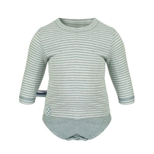 OrganicEra Organic Baby L/S T-shirt body, aqua gestreept